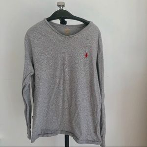 Polo long sleeve T gray, red polo pony Men’s L